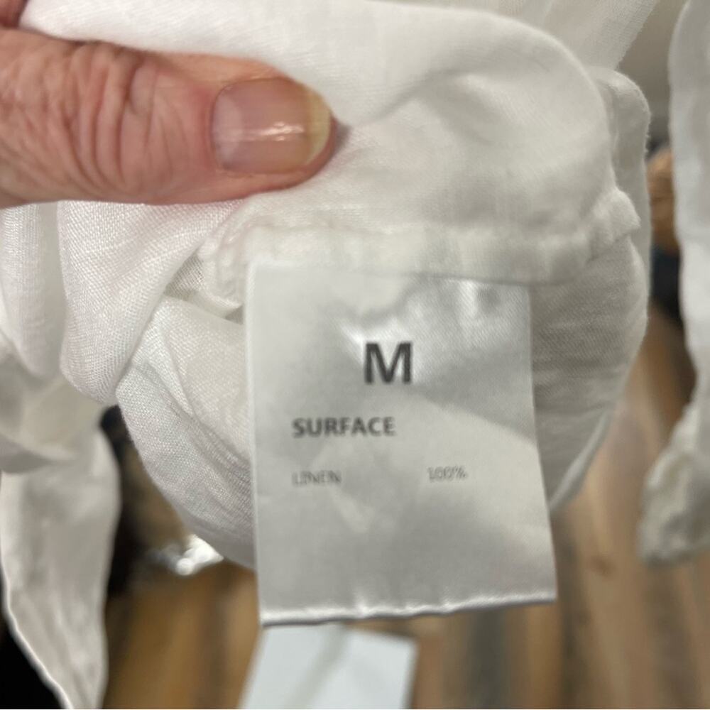 MAZE Studios White 100% Linen LS Shirt, Vacation, Resort, Summer, Casual Crisp M - Picture 4 of 5